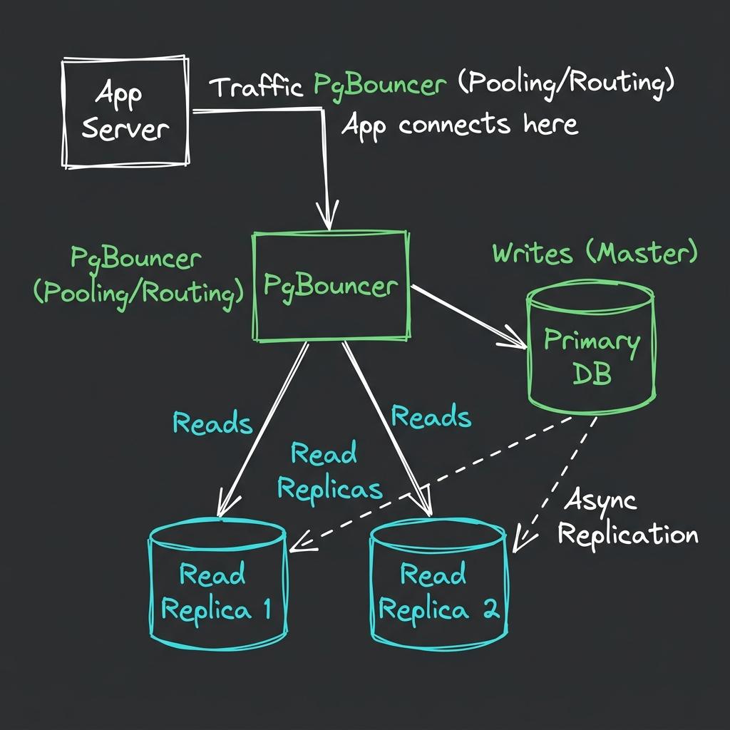 Database Cluster and Connection Pooling Diagram